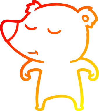 Bir insan tarafından çizilmiş mutlu çizgi film ayısının sıcak çizgi çizimi