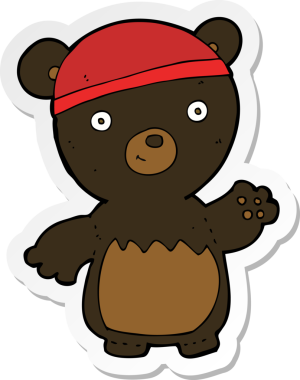 Bir insan tarafından çizilmiş siyah bir ayının çıkartması.