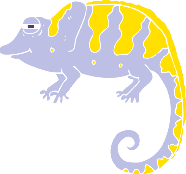 Bir insan tarafından çizilmiş bukalemunun düz renk çizimi