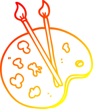 Bir insan tarafından çizilmiş bir çizgi film ressamı paletinin sıcak gradyan çizimi