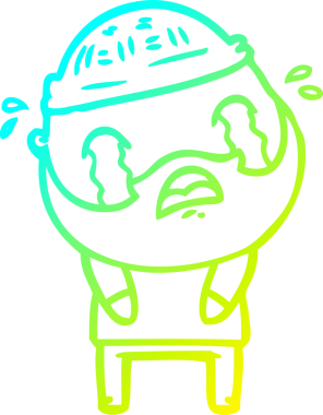 Bir insan tarafından çizilmiş ağlayan sakallı bir adamın çizdiği soğuk çizgi.