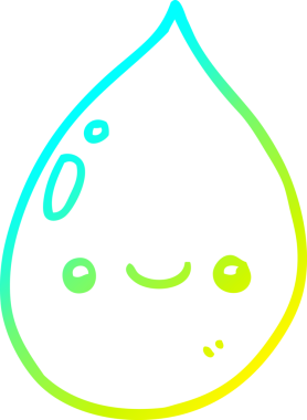 Bir insan tarafından çizilen yağmur damlasının soğuk gradyan çizgisi.