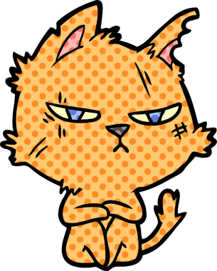 Bir insan tarafından çizilmiş sert çizgi film kedisi.