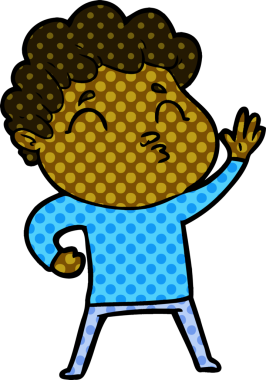 Çizgi film adamı somurtuyor Bir insan tarafından çizilmiş