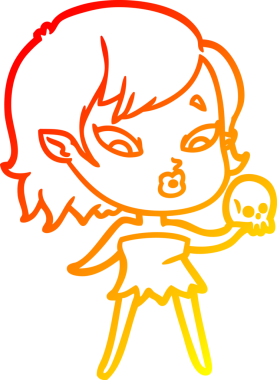 Bir insan tarafından çizilmiş sevimli bir vampir kız çizgi çizimi.