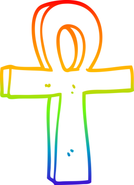 gökkuşağı gradyan çizgi çizimi bir insan tarafından çizilmiş ankh çizgi sembolü