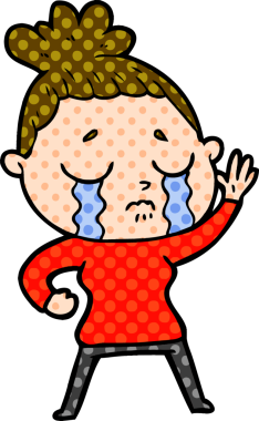 Bir insan tarafından çizilmiş ağlayan kadın çizgi filmi.