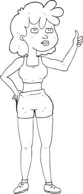 Bir insan tarafından çizilmiş siyah beyaz bir spor salonu kadını.