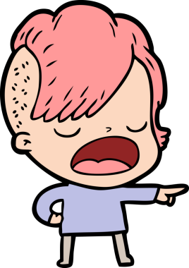 Bir insan tarafından çizilmiş havalı hippi kız çizgi filmi.