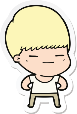 Bir insan tarafından çizilmiş kendini beğenmiş bir çocuğun çıkartması.