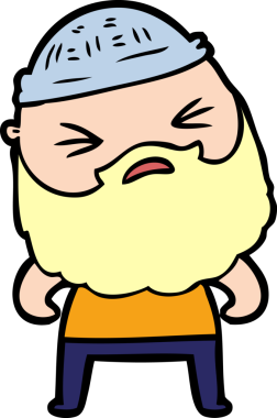 Bir insan tarafından çizilmiş sakallı bir çizgi film adamı.