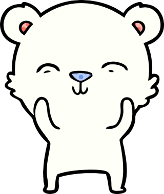 Bir insan tarafından çizilmiş mutlu kutup ayısı karikatürü