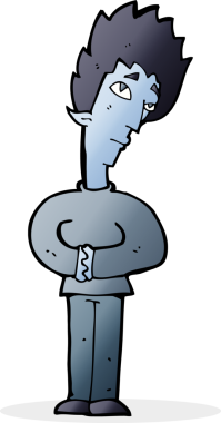 Bir insan tarafından çizilmiş meraklı vampir çizgi filmi.