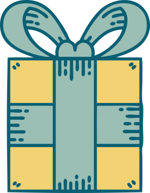 Bir insan tarafından çizilmiş bir hediyenin ikonik dövme şekli