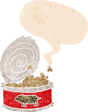 Bir insan tarafından çizilmiş grunge dertli retro desenli konserve yiyecek konservesi.