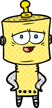 Bir insan tarafından çizilmiş çizgi film robotu