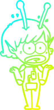 Bir çizgi film karakteri, bir insan tarafından çizilmiş soğuk gradyan çizimi.