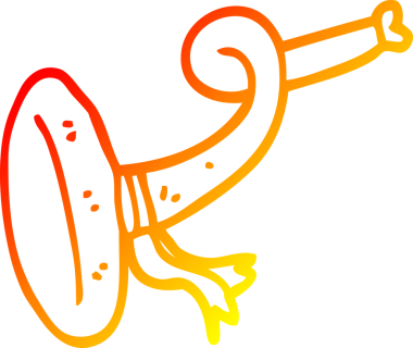 Bir insan tarafından çizilen kıvrımlı boynuz enstrümanının sıcak çizgi çizimi