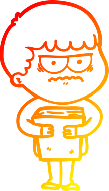 Bir insan tarafından çizilmiş, kızgın bir çizgi film karakteri.