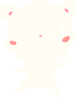 Bir insan tarafından çizilmiş düz renkli karikatür kutup ayısı.