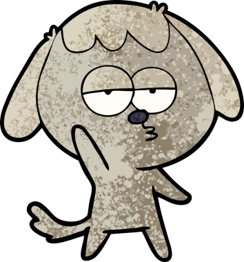 Bir insan tarafından çizilmiş, sıkılmış bir köpek.