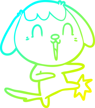 Bir insan tarafından çizilmiş şirin bir çizgi köpeğin soğuk gradyan çizgisi.