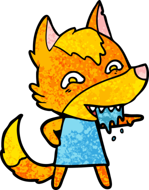 Bir insan tarafından çizilmiş tilki çizgi film karakteri