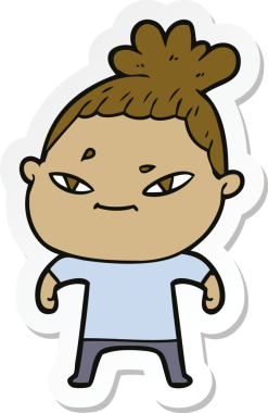 Bir insan tarafından çizilmiş bir karikatür kadının çıkartması.