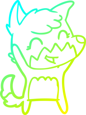 Bir insan tarafından çizilmiş mutlu bir tilkinin soğuk çizgi çizimi.