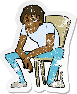 Bir insan tarafından çizilmiş depresif bir çizgi filmin gerilmiş çıkartması.