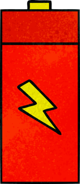 Bir insan tarafından çizilmiş elektrik aküsünün retro grunge desen karikatürü