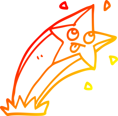 Bir insan tarafından çizilmiş bir çizgi film yıldızının sıcak çizgi çizimi