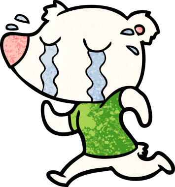 Bir insan tarafından çizilmiş üzgün küçük kutup ayısı çizgi filmi.