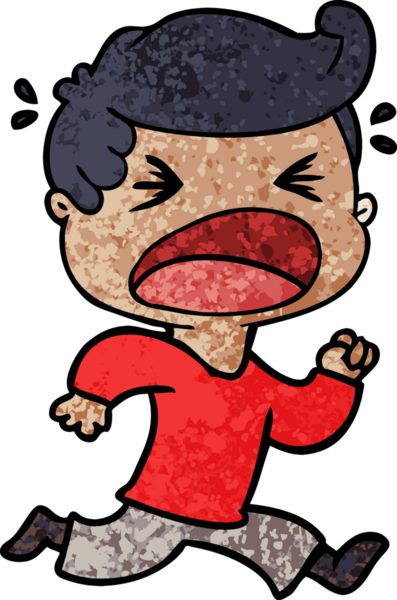 Bir insan tarafından çizilmiş bağıran adam çizgi filmi.