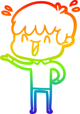 Gökkuşağının gradyan çizimi bir insan tarafından çizilmiş bir çizgi film karakteri.