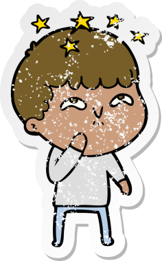 Bir çizgi filmin sıkıntılı çıkartması Bir insan tarafından çizilmiş hayret verici bir çocuk