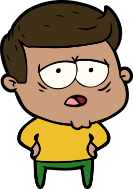 Bir insan tarafından çizilmiş yorgun bir adam.