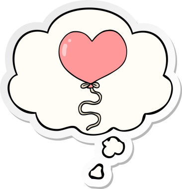 İnsan tarafından çizilmiş bir çıkartma gibi düşünce balonlu karikatür aşk balonu.