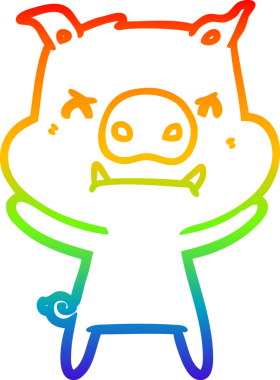 Bir insan tarafından çizilmiş kızgın çizgi film domuzu çizimi.