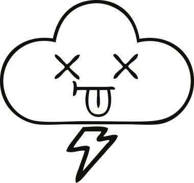 Bir insan tarafından çizilmiş bir gök gürültüsü bulutunun çizgi çizimi