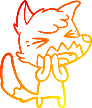 Bir insan tarafından çizilmiş kızgın bir tilkinin sıcak çizgi çizimi