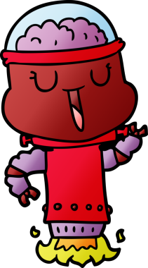 Bir insan tarafından çizilmiş mutlu çizgi film robotu