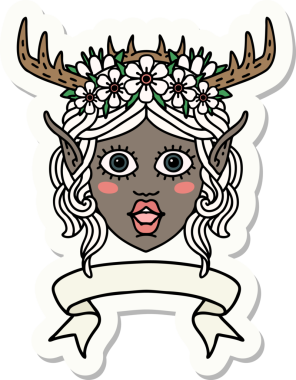 Bir insan tarafından çizilmiş pankartıyla Elf Druid karakterinin çıkartması.