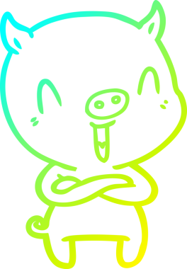 Bir insan tarafından çizilmiş mutlu çizgi film domuzu çizimi.