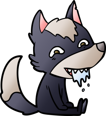 Çizgi film aç kurt bir insan tarafından çizilmeyi bekliyor.