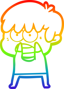 Bir insan tarafından çizilmiş endişeli bir çizgi film çocuğunun çizimi.