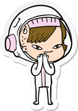 Bir insan tarafından çizilmiş astronot bir kadının çıkartması.