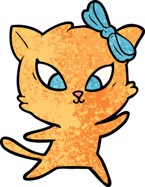 Bir insan tarafından çizilmiş çizgi film kedisi.