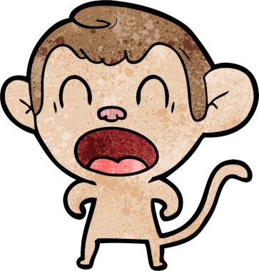 Bir insan tarafından çizilmiş bağıran çizgi maymun.