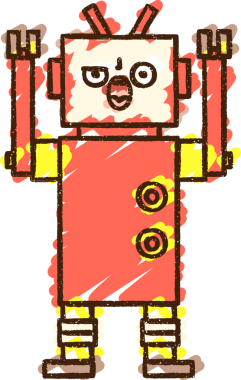 Bir insan tarafından çizilen robot tebeşiri.